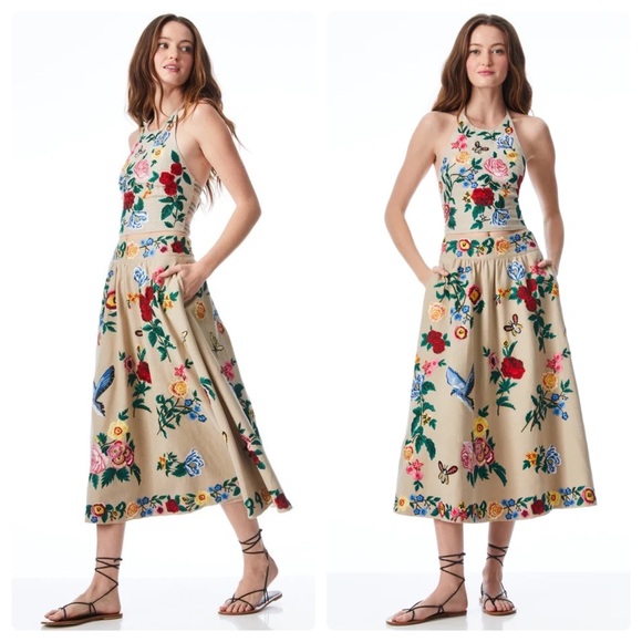 ALICE + OLIVIA Jaymee Embroidered Halter Top - Picture 3 of 15